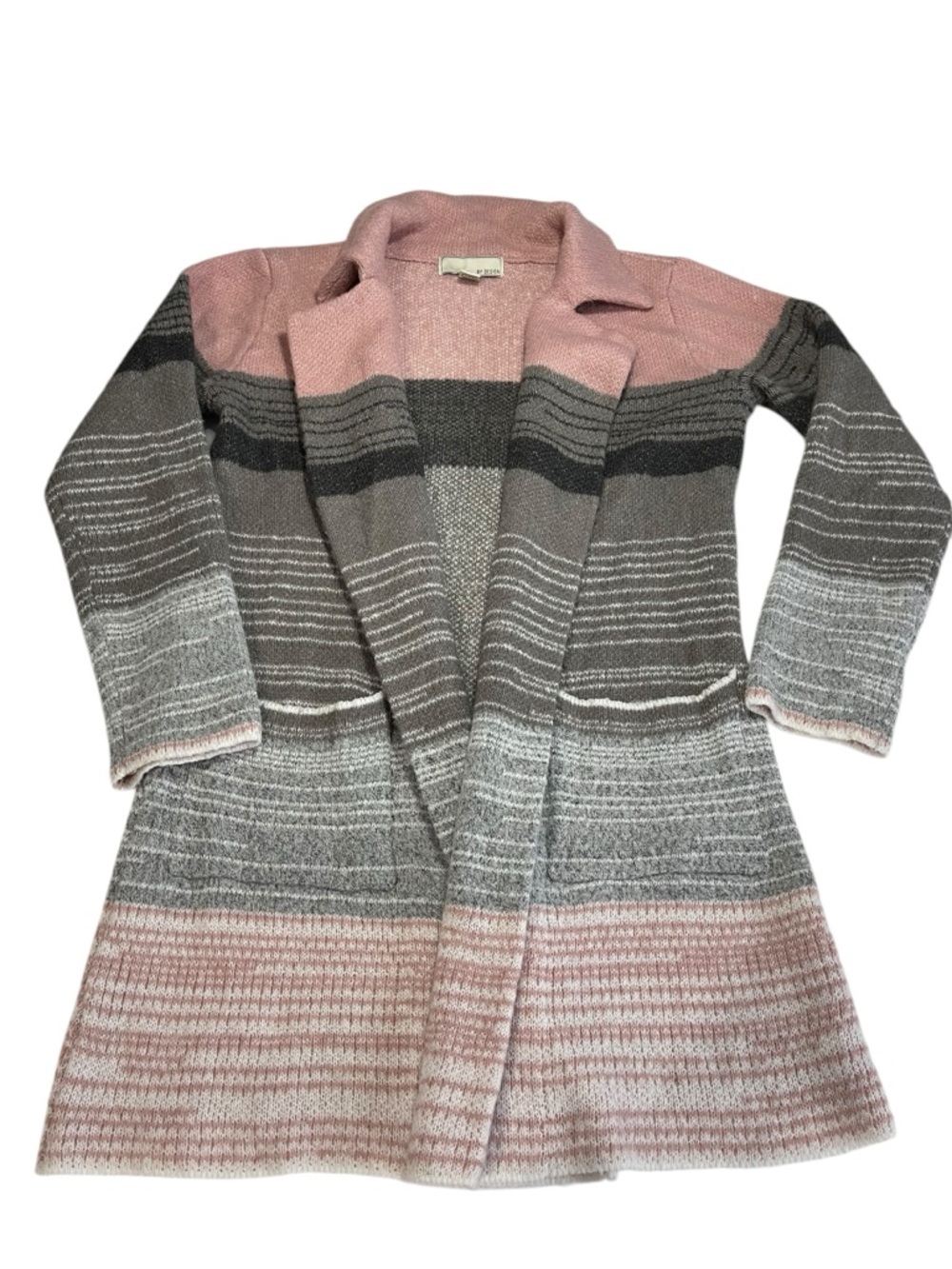 By Design Women's Open Front Collar Pocket‎ Sweater Cardigan Dusty Pink Gray